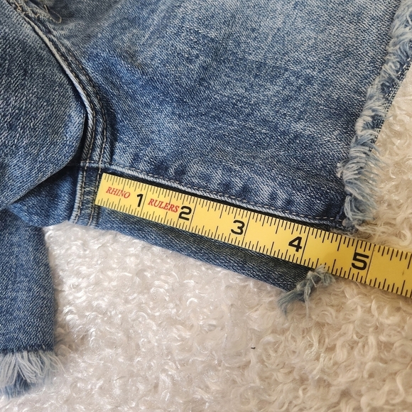 Discount Divas Distressed Blue Jean Shorts with Frayed Hem - Picture 8 of 10